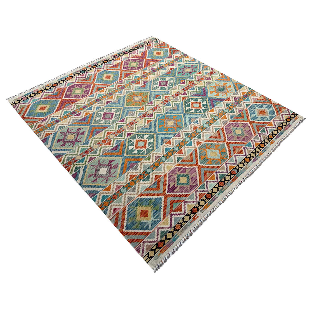 Afghan Vegetable Kilim Rug 8' 6" x 9' 11" Flat-Weave view