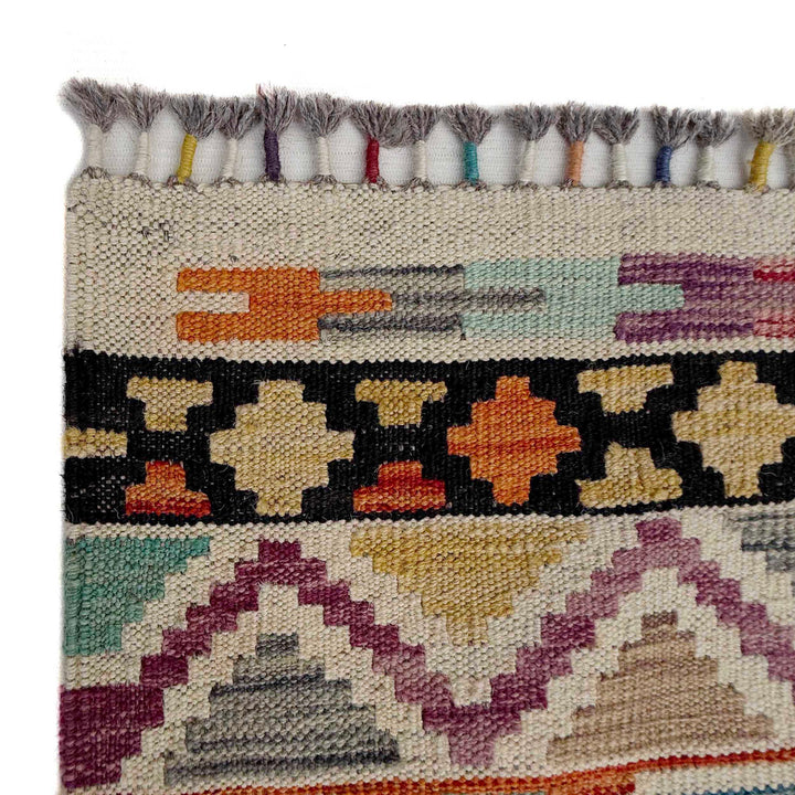 Afghan Vegetable Kilim Rug 8' 6" x 9' 11" Flat-Weave pattern