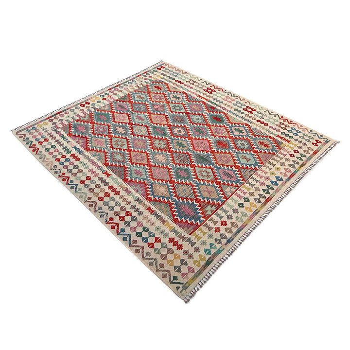 Afghan Vegetable Kilim Rug 8' 5" x 9' 9" Flat-Weave | No. AL80780