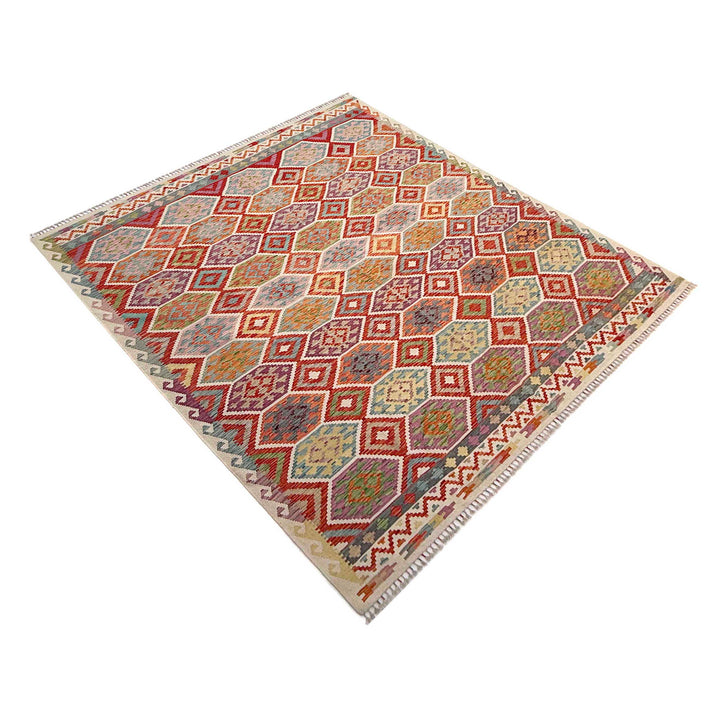Afghan Vegetable Kilim Rug 8' 5" x 9' 9" Flat-Weave view