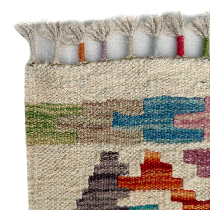 Afghan Vegetable Kilim Rug 8' 5" x 9' 9" Flat-Weave pattern