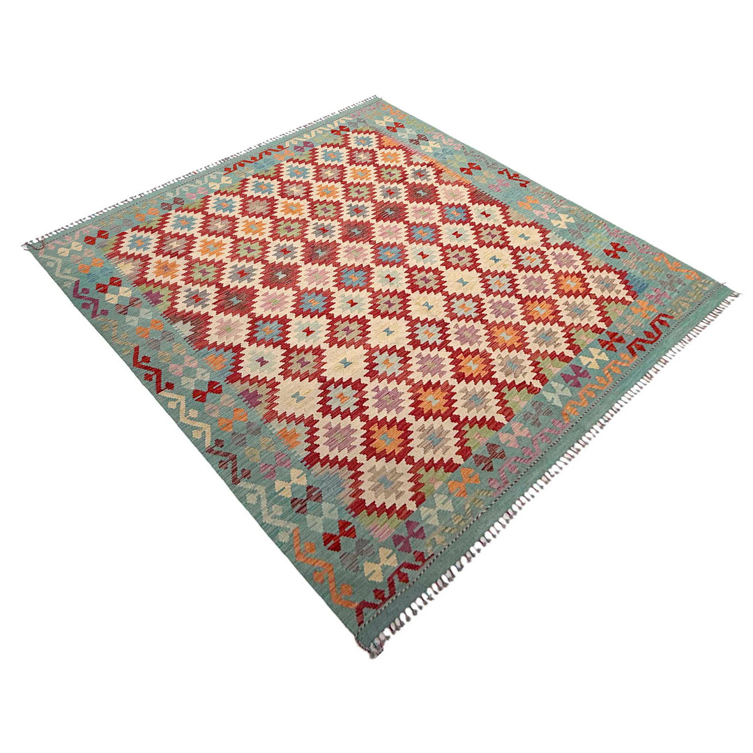 Afghan Vegetable Kilim Rug 8' 4" x 9' 11" Flat-Weave view