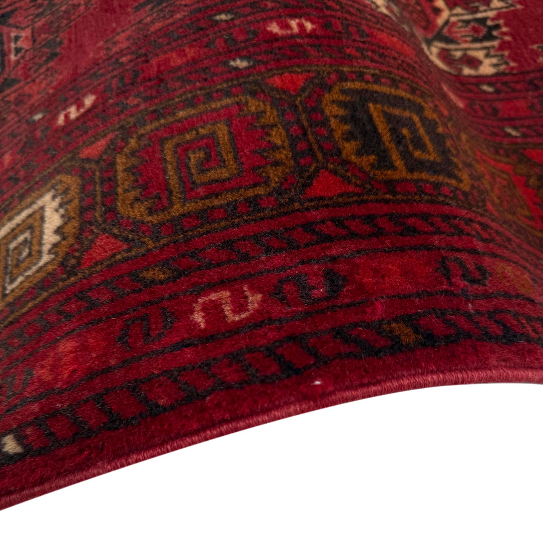 Red Afghan Khoja Roshnai Runner Rug 2' 5" x 7' 10" Hand-Knotted field