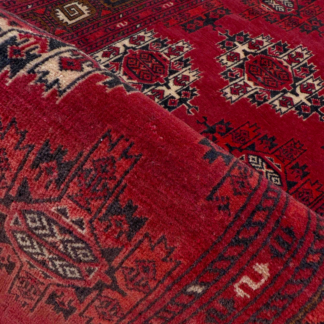 Red Afghan Khoja Roshnai Runner Rug 2' 5" x 7' 10" Hand-Knotted texture