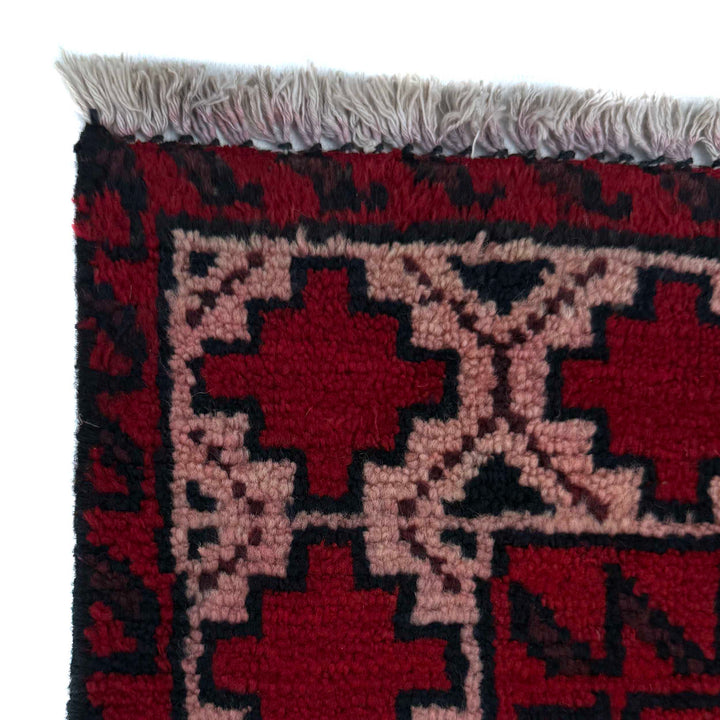 Red Afghan Baluchi Rug 3' 3" x 6' 1" Hand-Knotted pattern