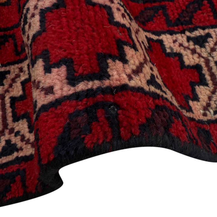 Red Afghan Baluchi Rug 3' 3" x 6' 1" Hand-Knotted field