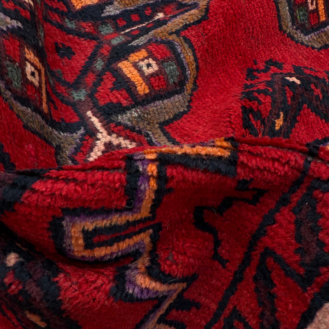 Red Afghan Baluchi Rug 3' 3" x 6' 1" Hand-Knotted texture