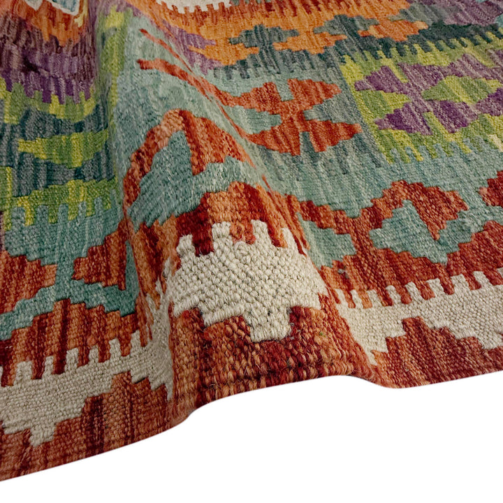 Afghan Vegetable Kilim Rug 7' 1" x 10' 1" Flat-Weave | No. AL12233