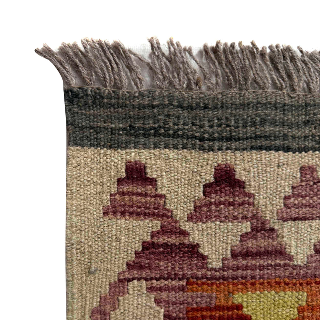 Hand Knotted Afghan Style Kilim Runner 2' 6" x 12' 11" - No. AL38067