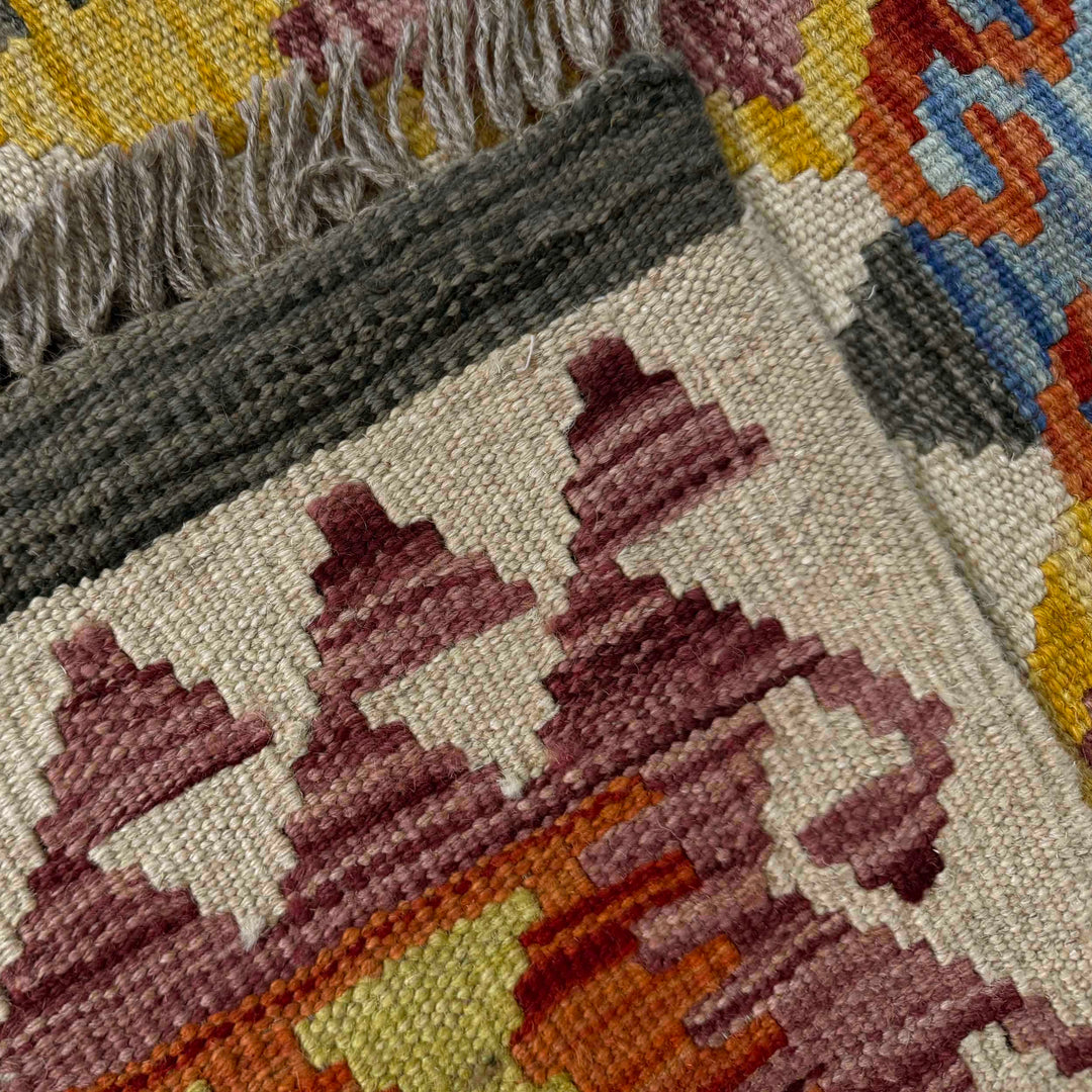 Hand Knotted Afghan Style Kilim Runner 2' 6" x 12' 11" - No. AL38067