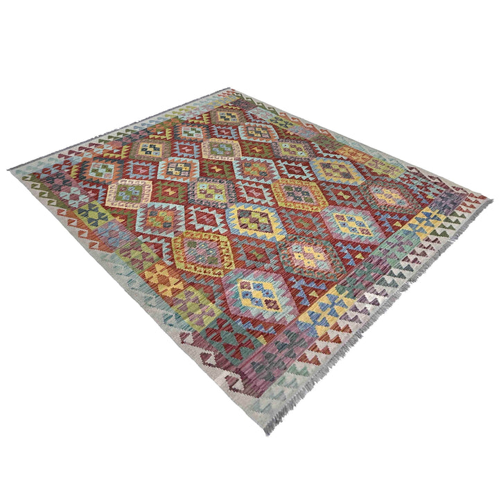 Afghan Vegetable Kilim Rug 6' 8" x 9' 9" Flat-Weave view