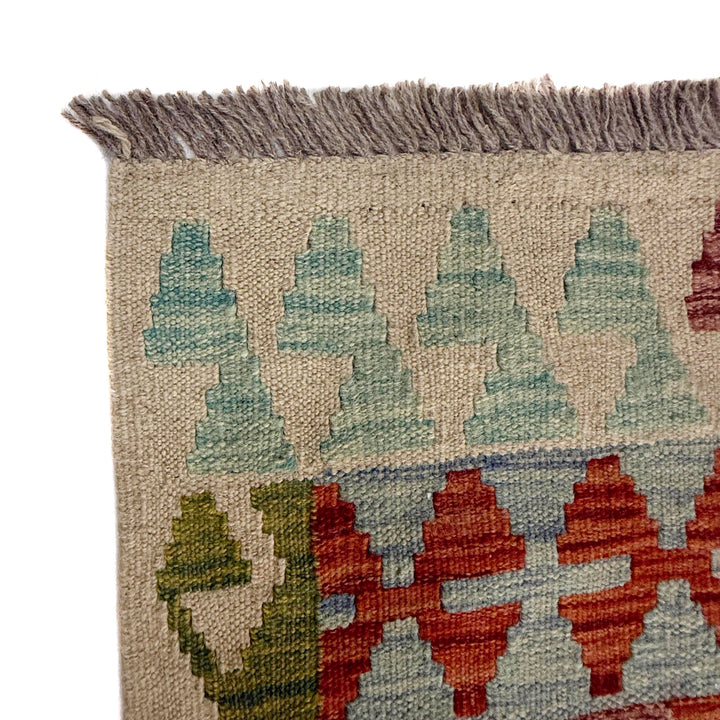 Afghan Vegetable Kilim Rug 6' 8" x 9' 9" Flat-Weave pattern