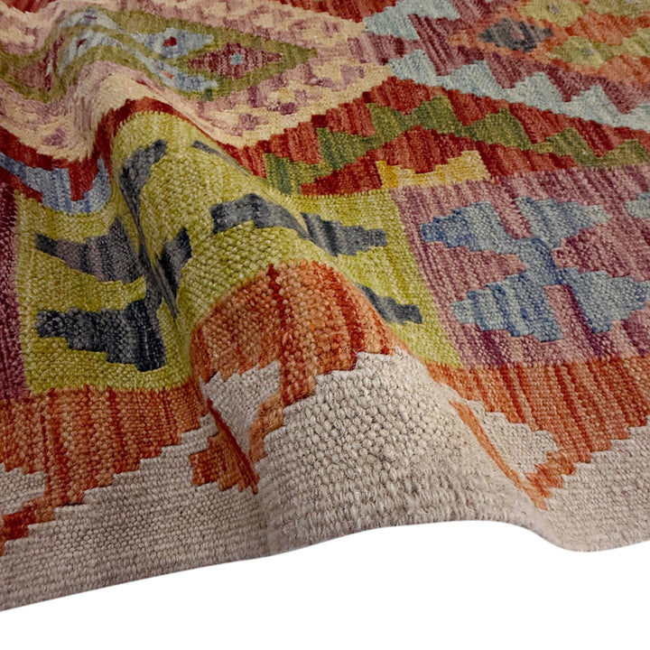 Afghan Vegetable Kilim Rug 6' 8" x 9' 9" Flat-Weave field