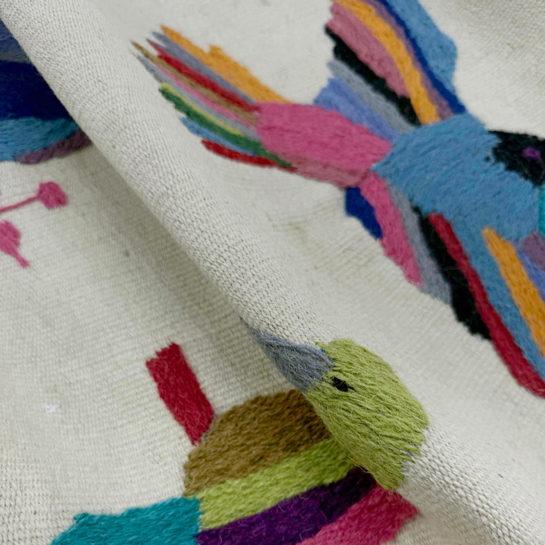 Beige Color Embroidery Flat Weave Kilim 3' 10" x 6' 4" - No. AL83484