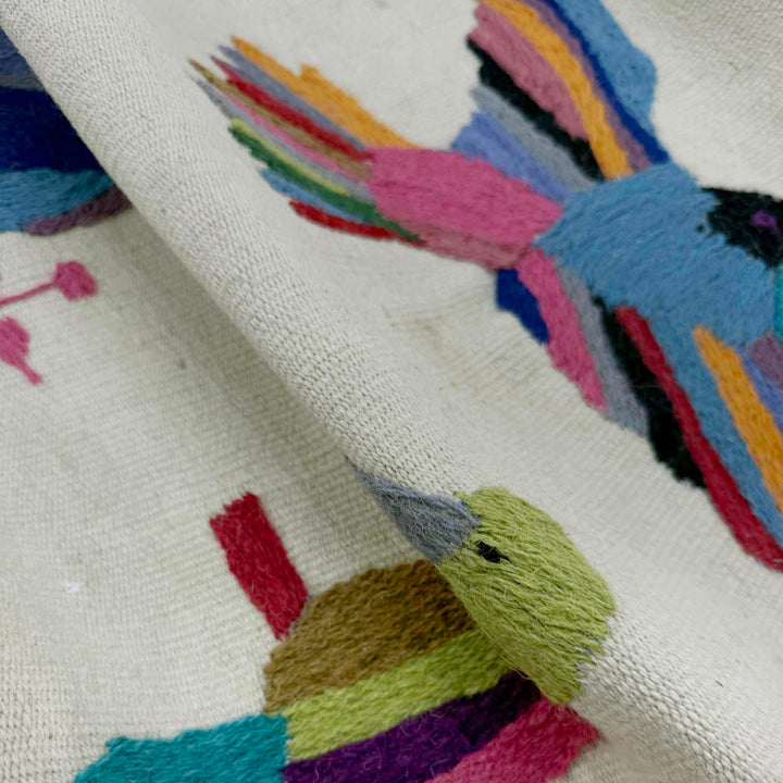 Beige Color Embroidery Flat Weave Kilim 3' 10" x 6' 4" - No. AL83484