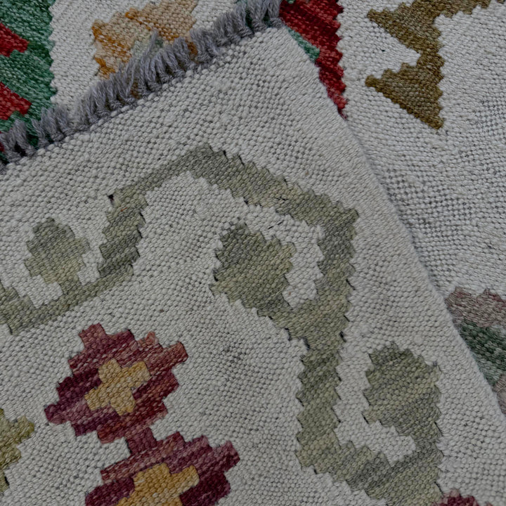 Afghan Vegetable Kilim Rug 5' 10" x 7' 7" Flat-Weave border