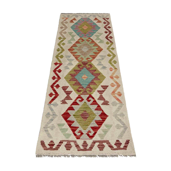 Afghan Vegetable Kilim Rug 2' 0" x 5' 11" Flat-Weave detail