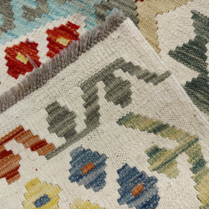 Handmade Turkish Design Wool Kilim Runner 2' 7" x 9' 5" - No. AL861483