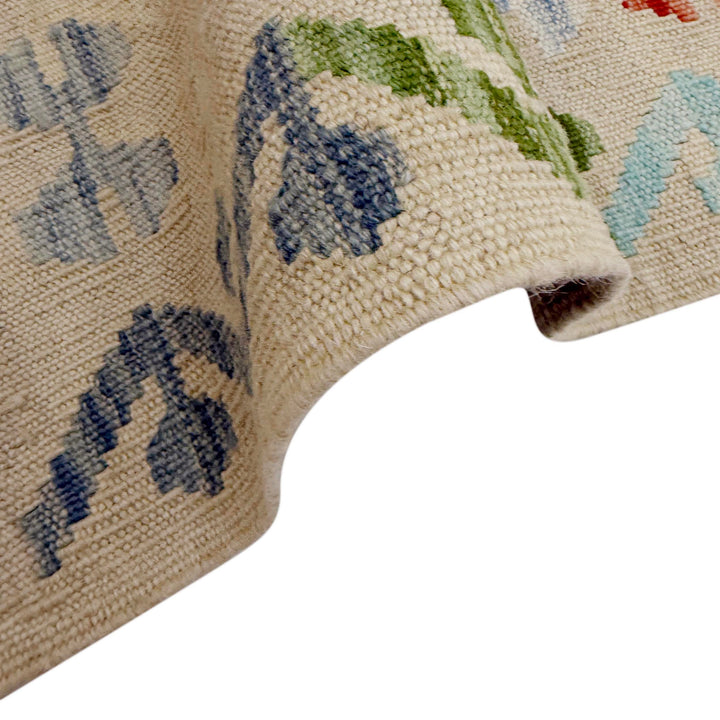 Afghan Vegetable Kilim Rug 2' 7" x 9' 8" Flat-Weave field