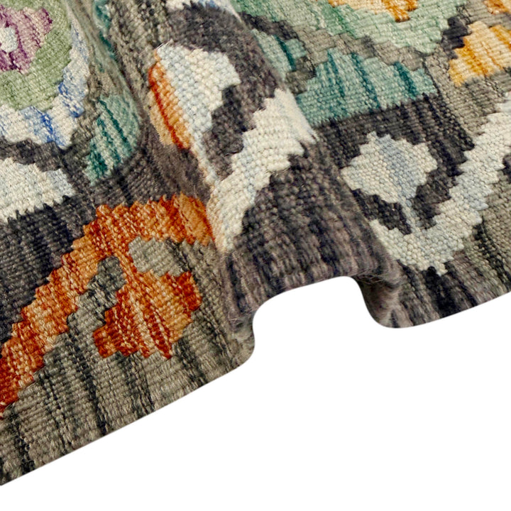 Afghan Vegetable Kilim Rug 4' 0" x 5' 10" Flat-Weave field