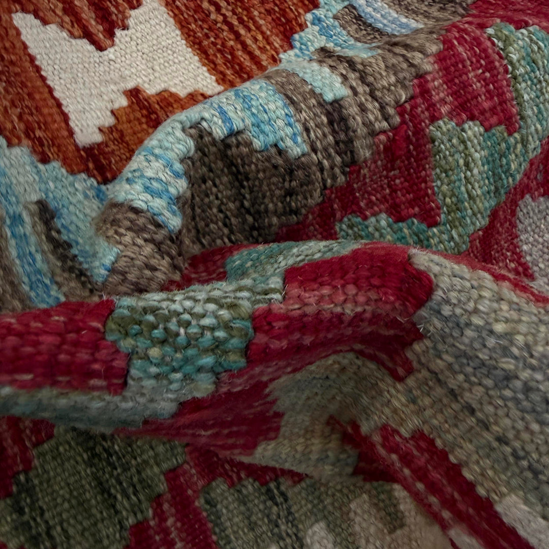 Afghan Vegetable Kilim Rug 2' 2" x 9' 6" Flat-Weave texture