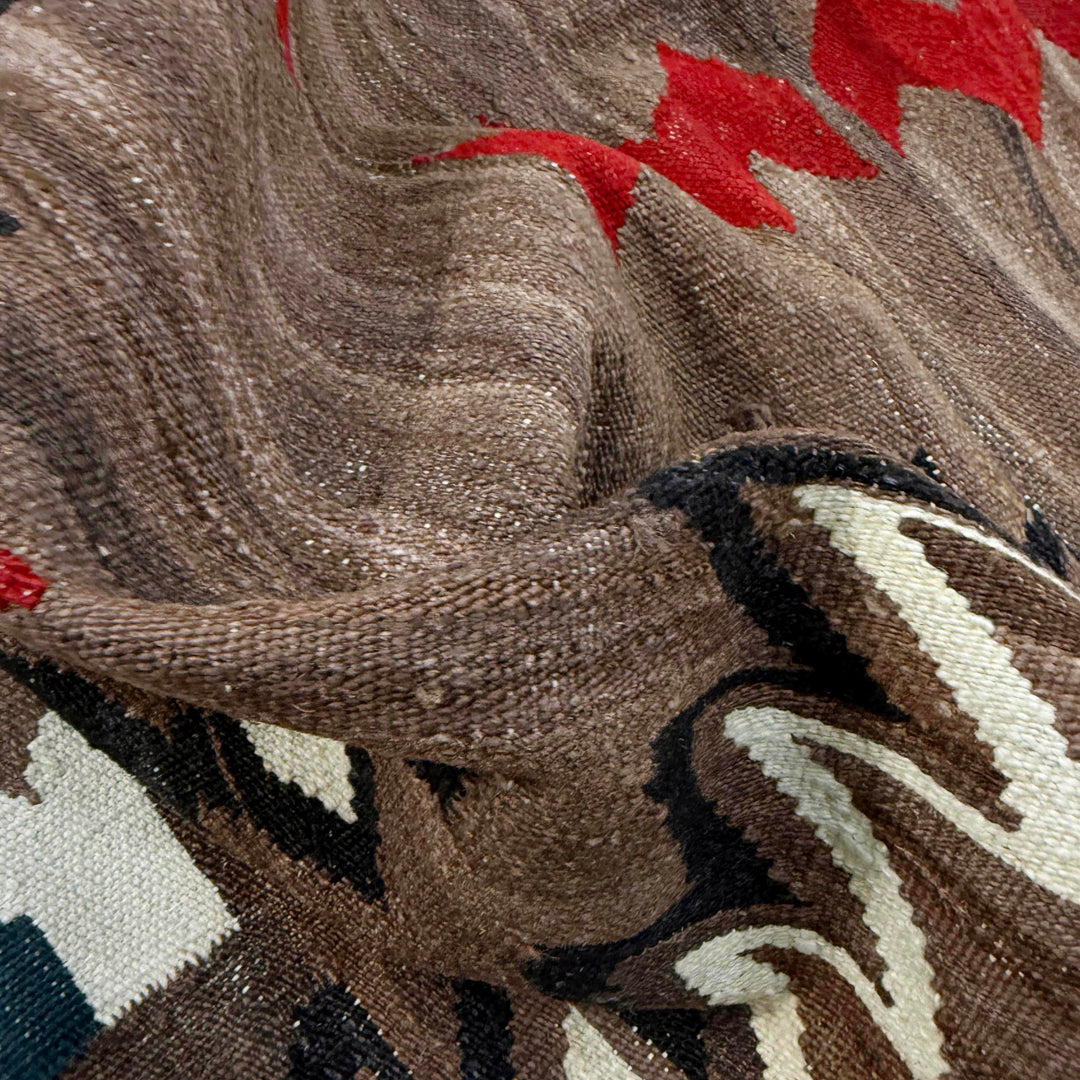 Afghan Vegetable Kilim Rug 6' 3" x 8' 8" Flat-Weave texture