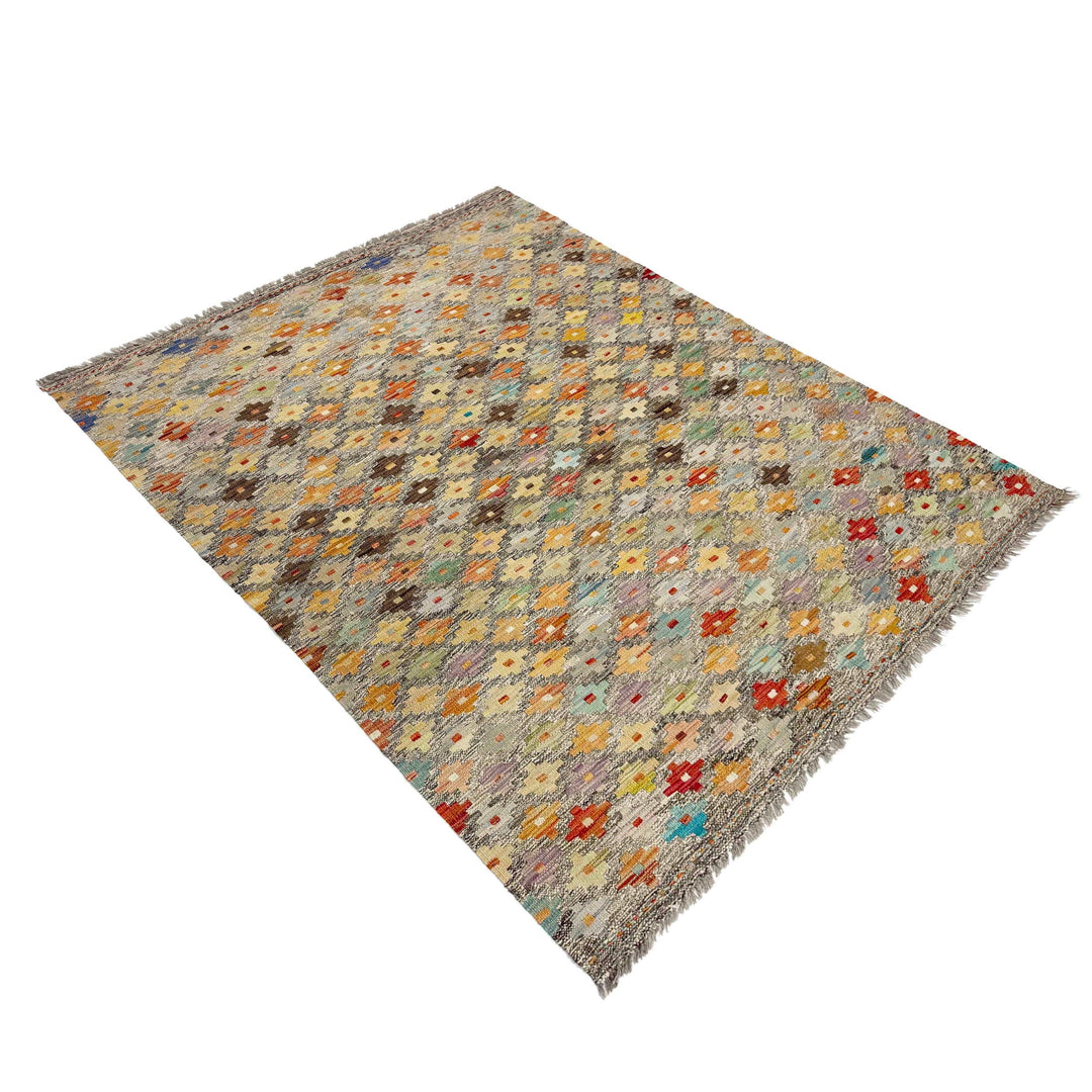 Afghan Vegetable Kilim Rug 4' 11" x 6' 7" Flat-Weave view