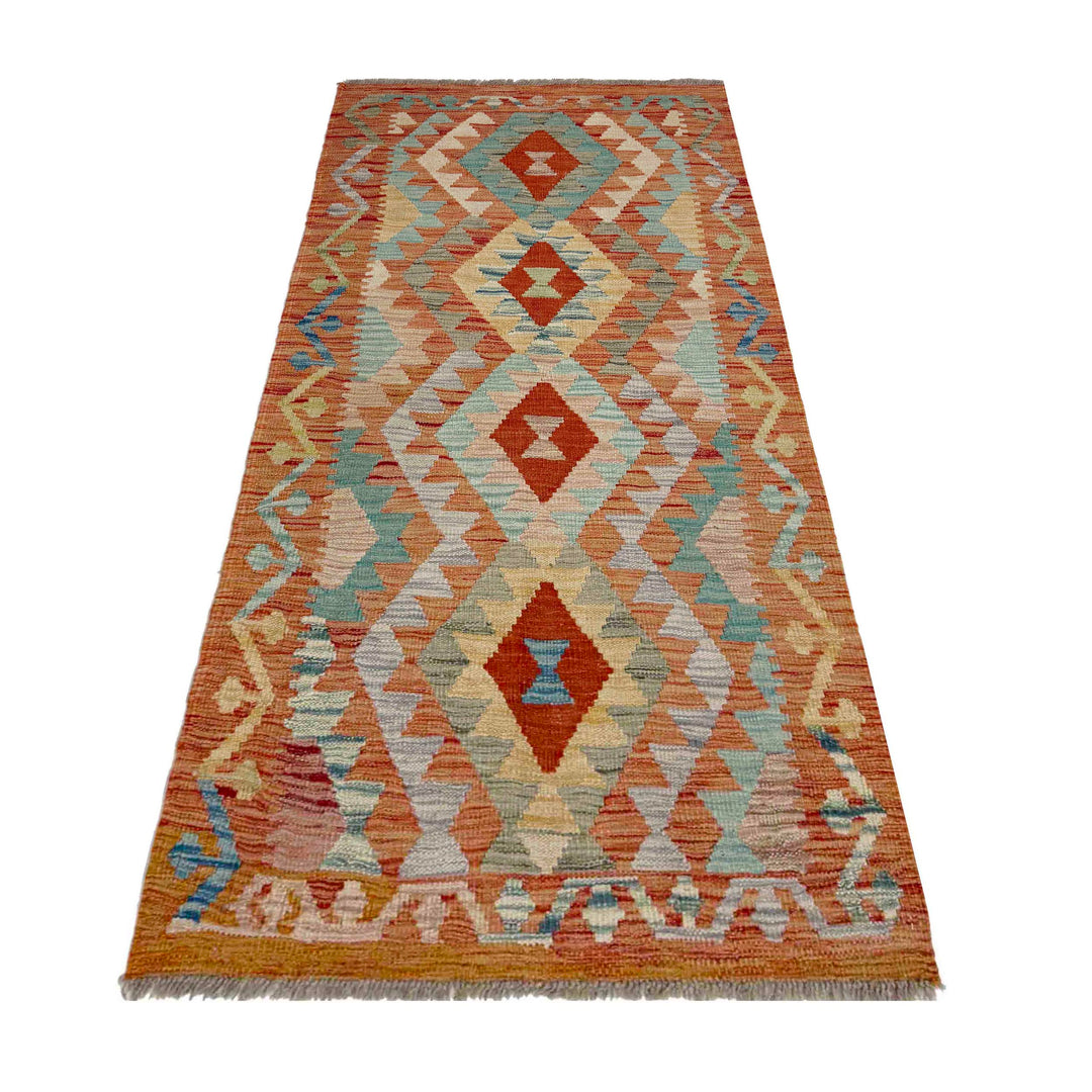 Afghan Vegetable Kilim Rug 2' 6" x 5' 1" Flat-Weave detail
