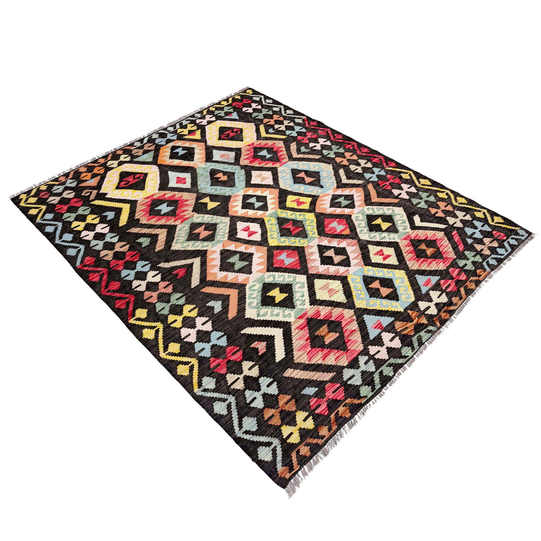 Afghan Vegetable Kilim Rug 5' 2" x 6' 6" Flat-Weave view