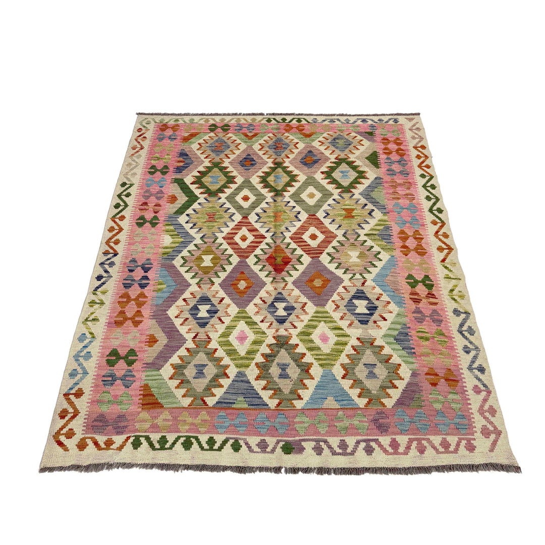 Afghan Vegetable Kilim Rug 5' 2" x 6' 9" Flat-Weave view