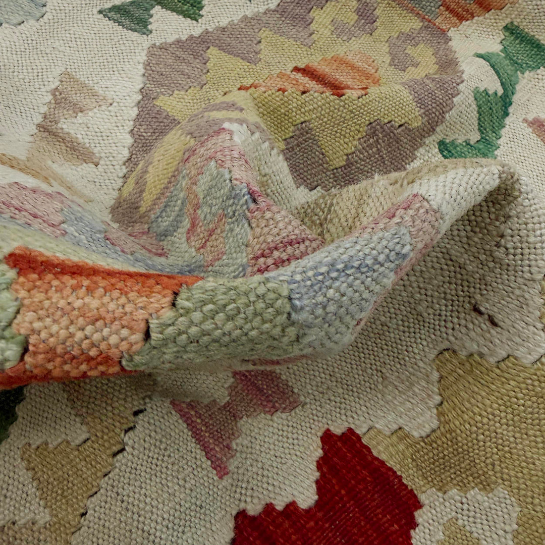 Afghan Vegetable Kilim Rug 2' 0" x 5' 9" Flat-Weave texture