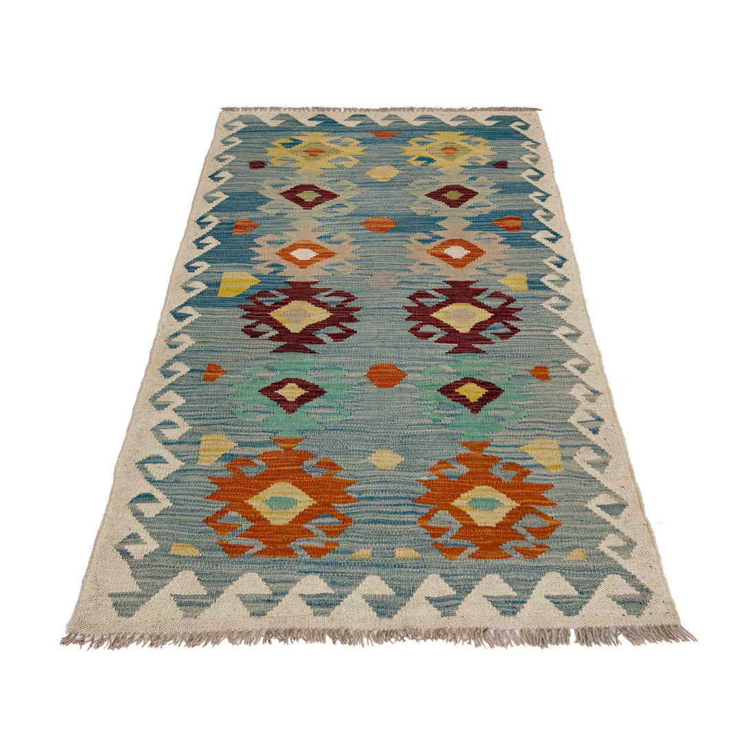 Afghan Vegetable Kilim Rug 2' 7" x 4' 9" Flat-Weave detail