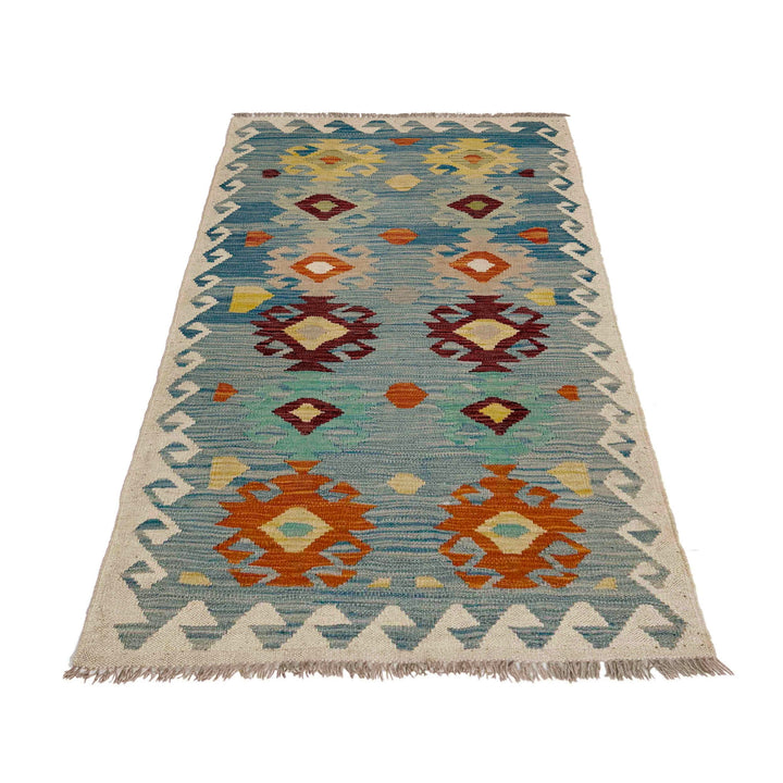 Afghan Vegetable Kilim Rug 2' 7" x 4' 9" Flat-Weave detail