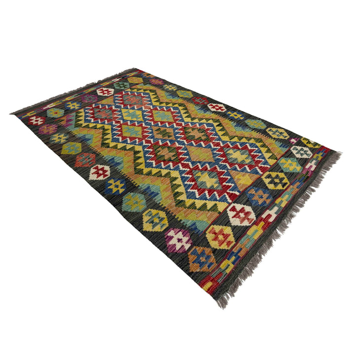 Afghan Vegetable Kilim Rug 3' 5" x 5' 3" Flat-Weave view