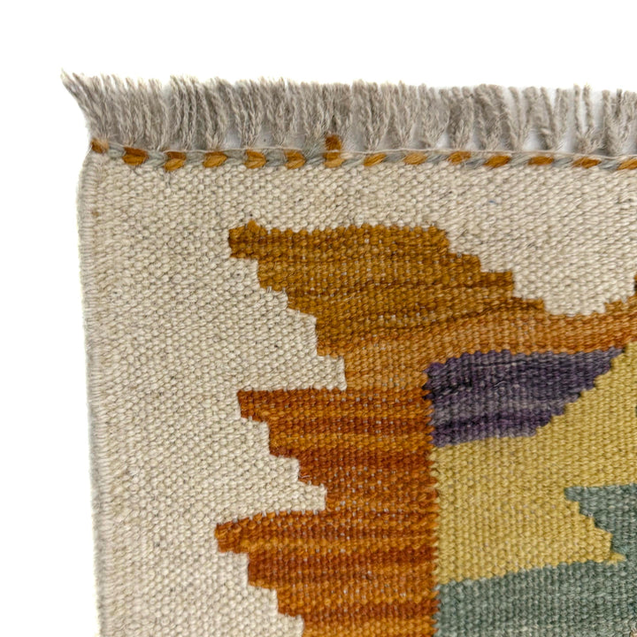 Afghan Vegetable Kilim Rug 2' 9" x 4' 9" Flat-Weave pattern