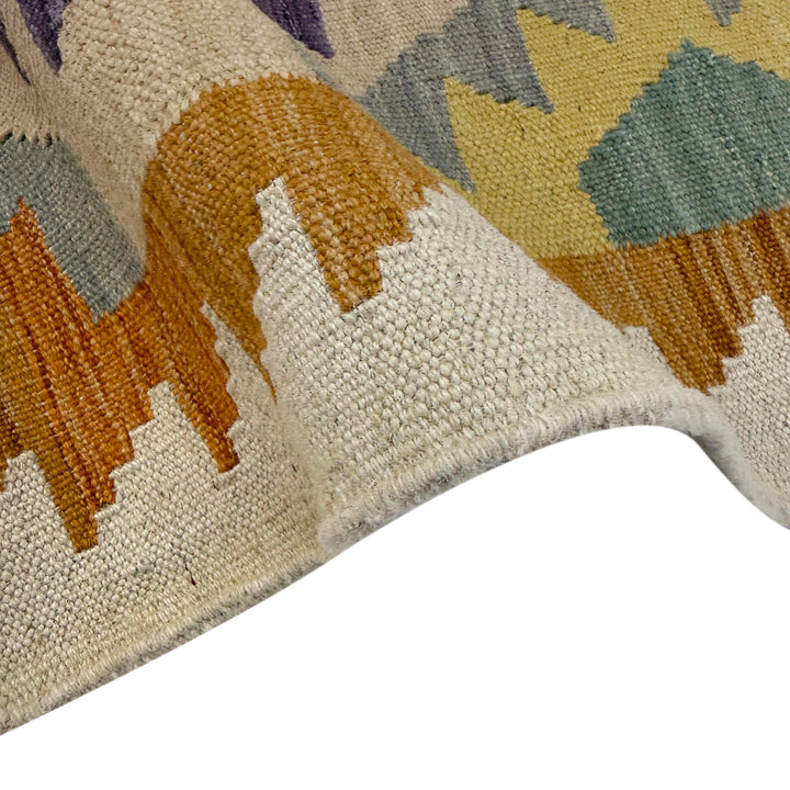 Afghan Vegetable Kilim Rug 2' 9" x 4' 9" Flat-Weave field