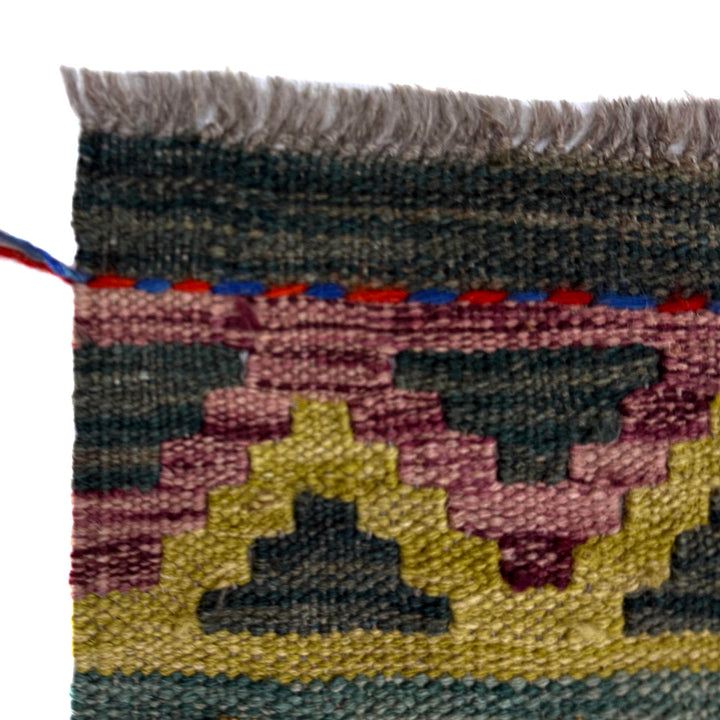 Multicolor Afghan Vegetable Kilim Rug 3' 2" x 4' 11" Flat-Weave pattern