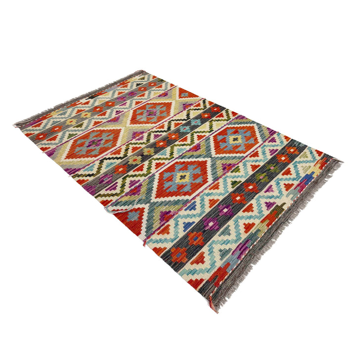 Afghan Vegetable Kilim Rug 3' 3" x 5' 1" Flat-Weave view