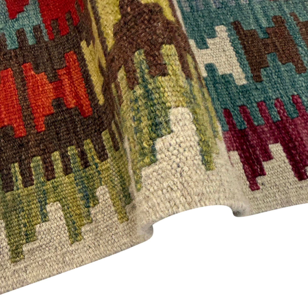 Afghan Vegetable Kilim Rug 3'7" x 4'11" Flat-Weave field