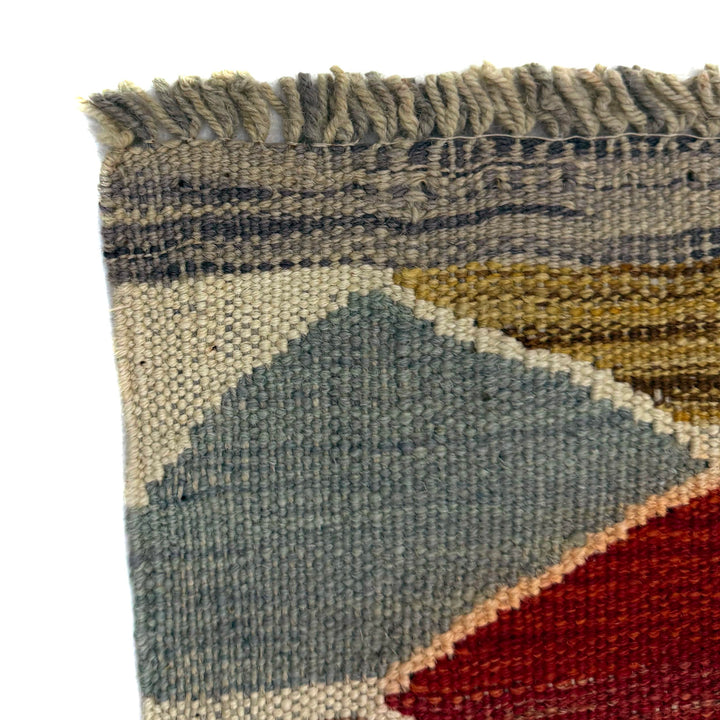 Afghan Vegetable Kilim Rug 3' 3" x 4' 11" Flat-Weave pattern