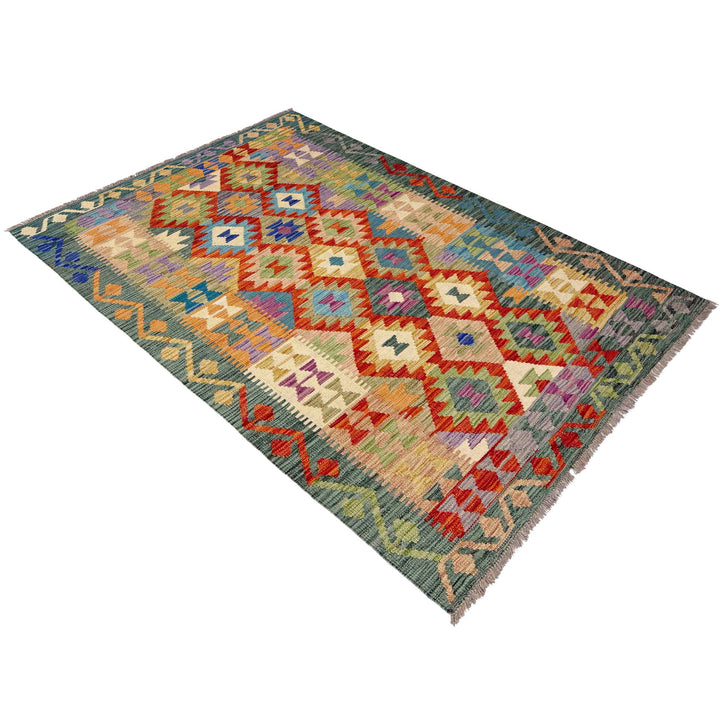 Afghan Vegetable Kilim Rug 4' 1" x 6' 8" Flat-Weave view