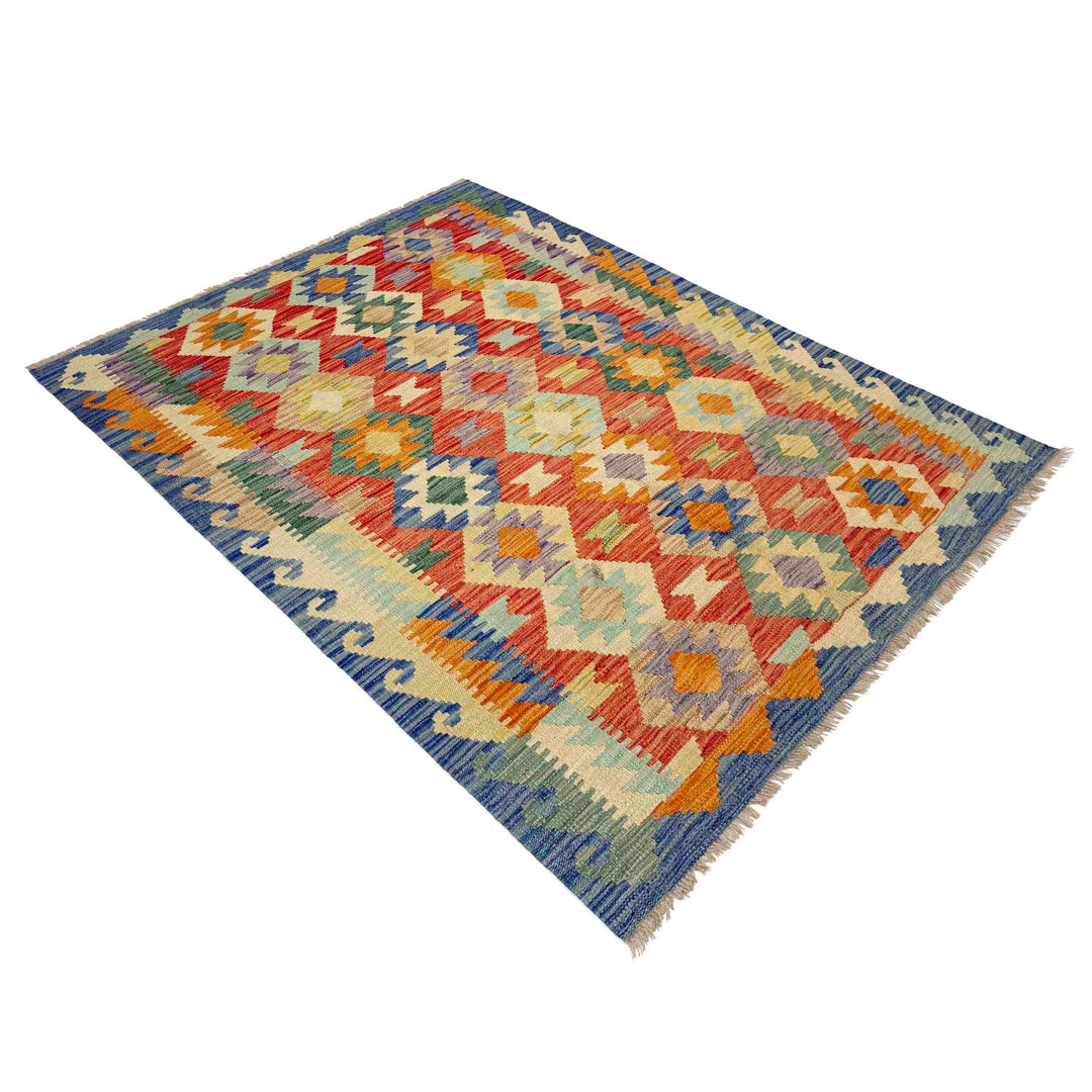 Afghan Vegetable Kilim Rug 4' 0" x 5' 10" Flat-Weave view