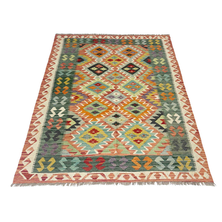 Handmade Turkish Design Wool Kilim 4' 4" x 5' 11" - No. AL143171
