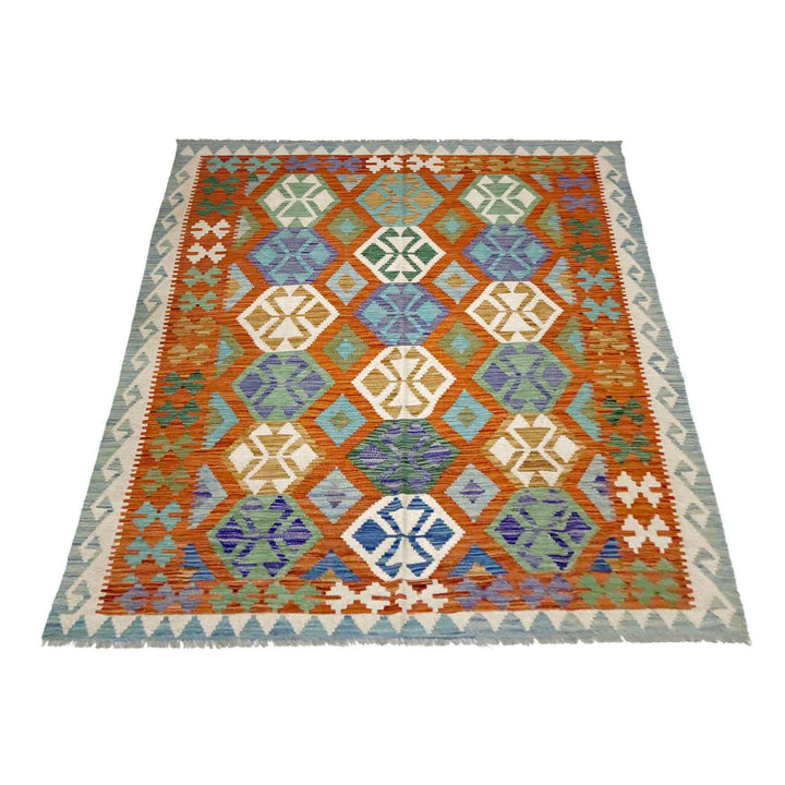 Hand Knotted Afghan Style Kilim 5' 7" x 8' 1" - No. AL553315