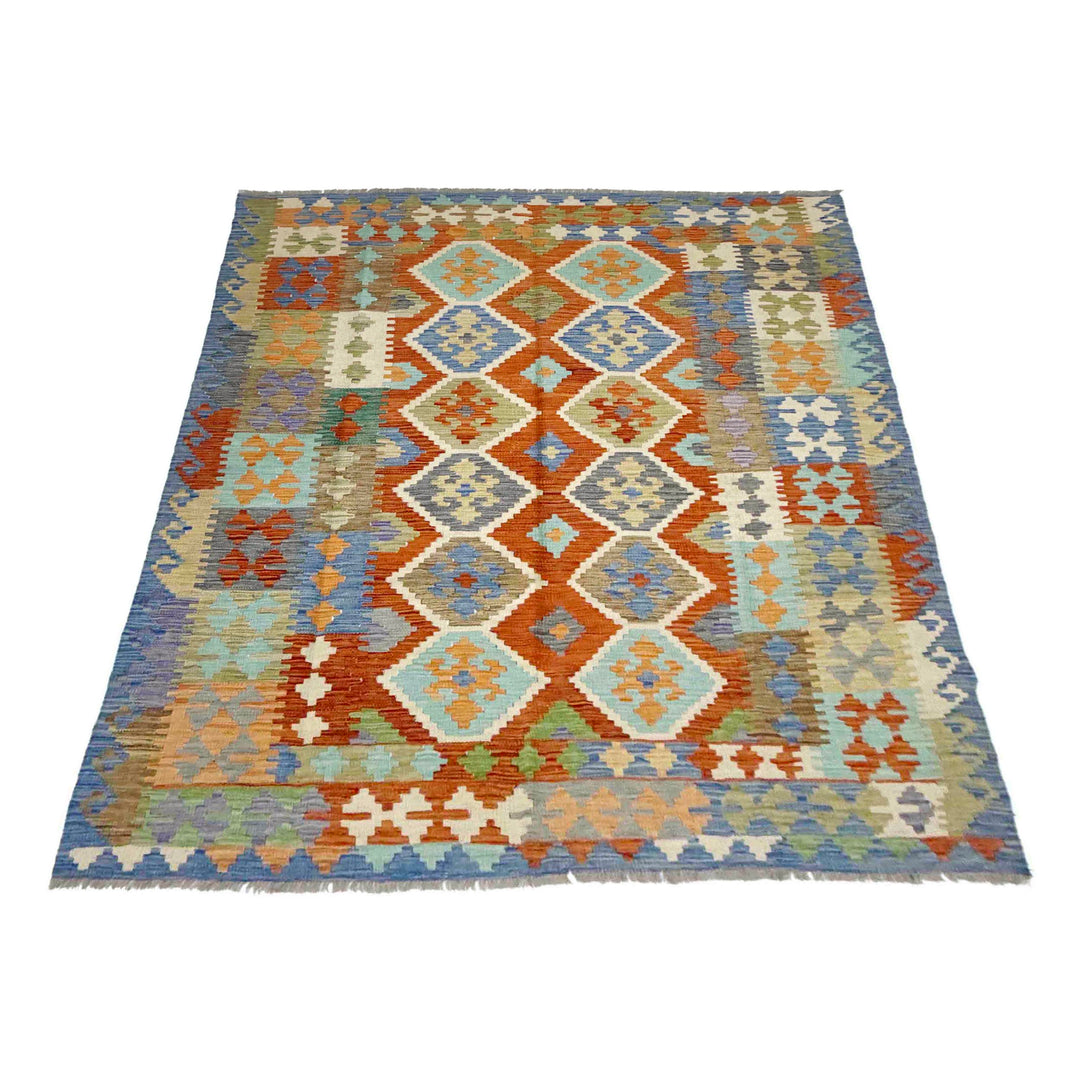 Handmade Turkish Design Wool Kilim 6' 1" x 8' 0" - No. AL433321