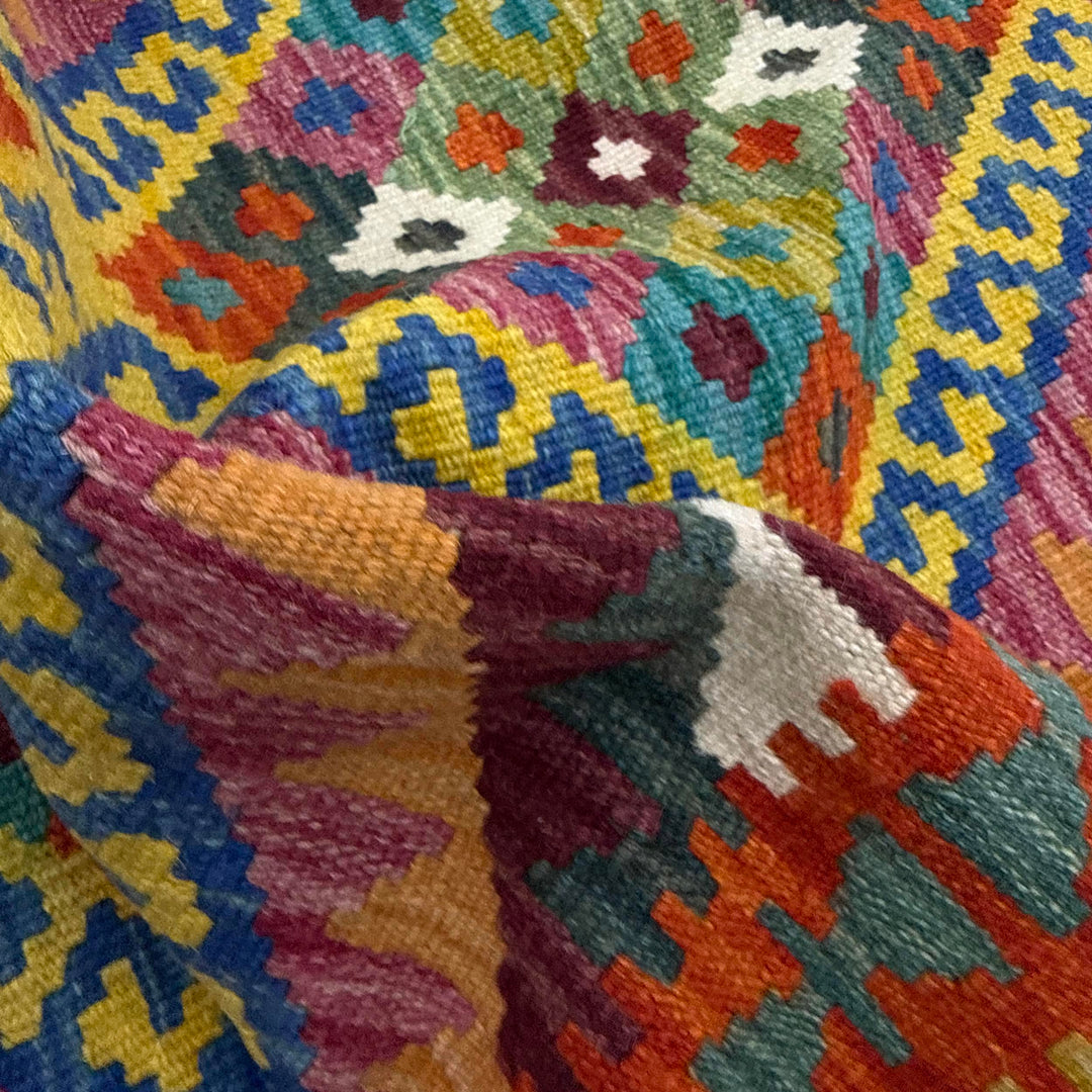 Multi Color ful Flat-Weave Wool Kilim 2' 7" x 4' 1" - No. AL529068