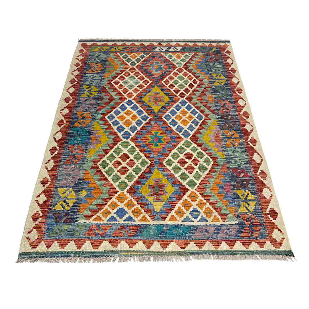 Handmade Afghan Vegetable Kilim 4' 1" x 6' 0" - No. AL298615
