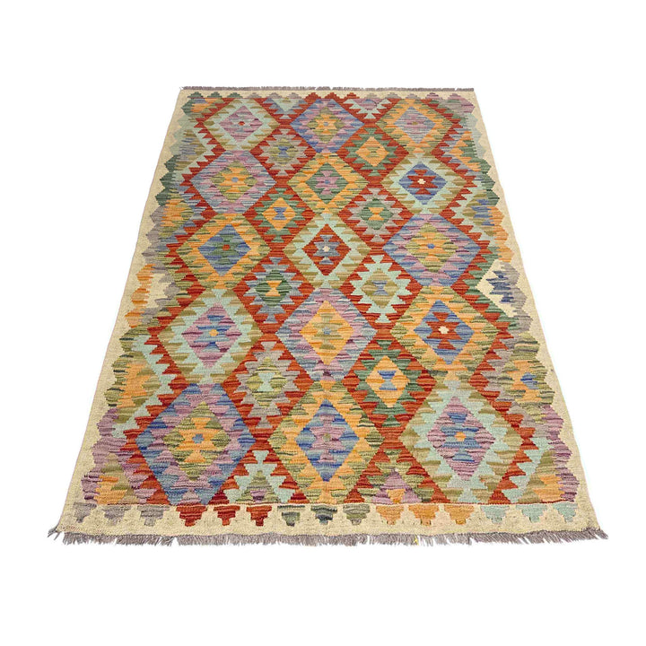 Multi Color ful Flat-Weave Wool Kilim 3' 11" x 5' 11" - No. AL529043