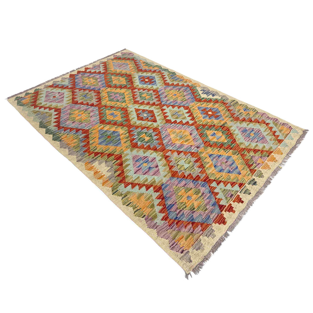 Multi Color ful Flat-Weave Wool Kilim 3' 11" x 5' 11" - No. AL529043