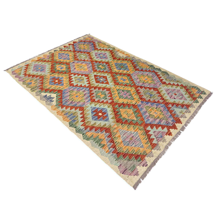 Multi Color ful Flat-Weave Wool Kilim 3' 11" x 5' 11" - No. AL529043